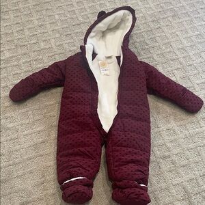 First Impressions Burgundy Quilted Fleece-Lined Infant One-Piece